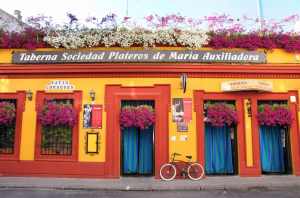 Postal fachada entrada. Restaurantes en Córdoba. Sociedad Plateros María Auxiliadora