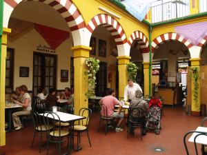 Detalle vista genral patio cordobés. Restaurantes en Córdoba. Sociedad Plateros María Auxiliadora