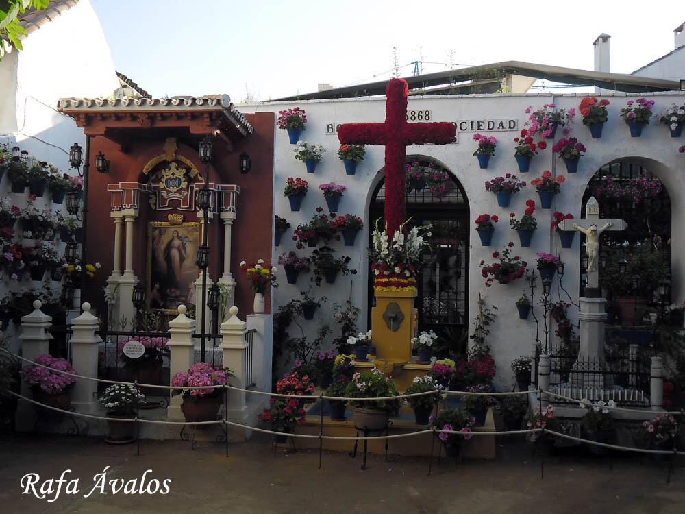 Cruz de Mayo los Omeyas junto al Restaurante en Córdoba Sociedad Plateros Maria Auxiliadora