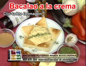 Bacalao a la crema en el Restaurante de Córdoba Sociedad Plateros María Auxiliadora