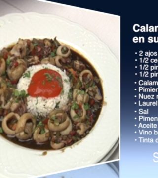 Calamares en su tinta sin gluten y sin lactosa del Restaurante Sociedad Plateros Maria Auxiliadora